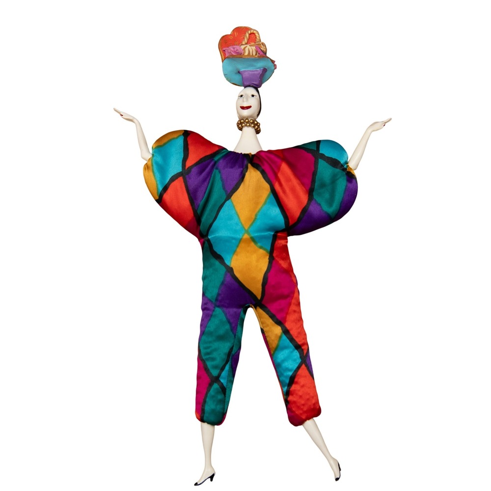 Poupees by Isabelle French Whimsical Art Deco Doll Harlequin Jumpsuit Eclectic